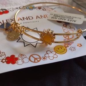 ALEX AND ANI Sun Motif Symbol Inline Charm Bangle